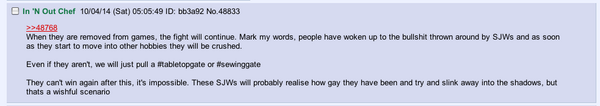 RT @wilkieii: #GamerGate talks of going after SJWs…