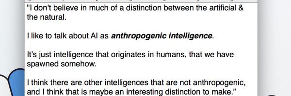 RT @chrisnovello: “Anthropogenic Intelligence” and…